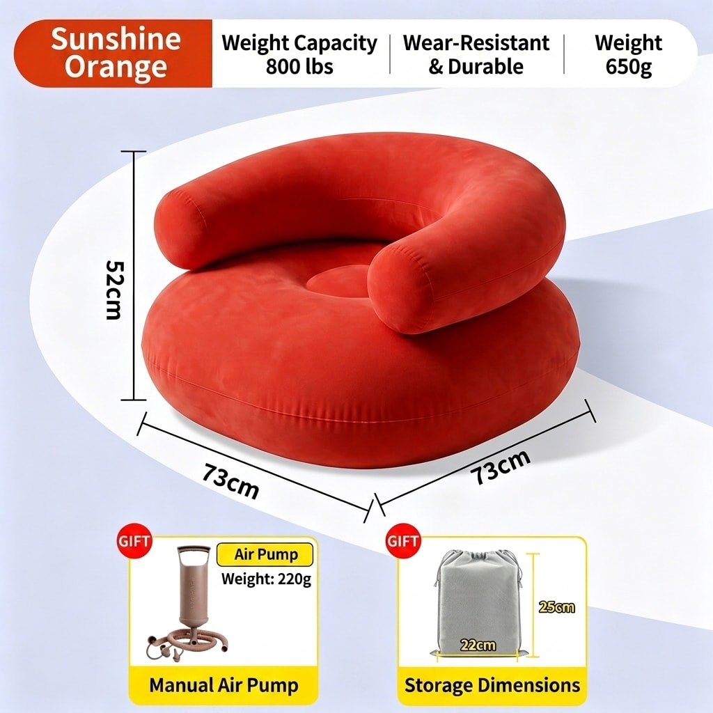 Festival Inflatable Air Lounger with Built-in Air Pump, Portable Single Camping Sofa for Outdoor, Beach & Music Festivals