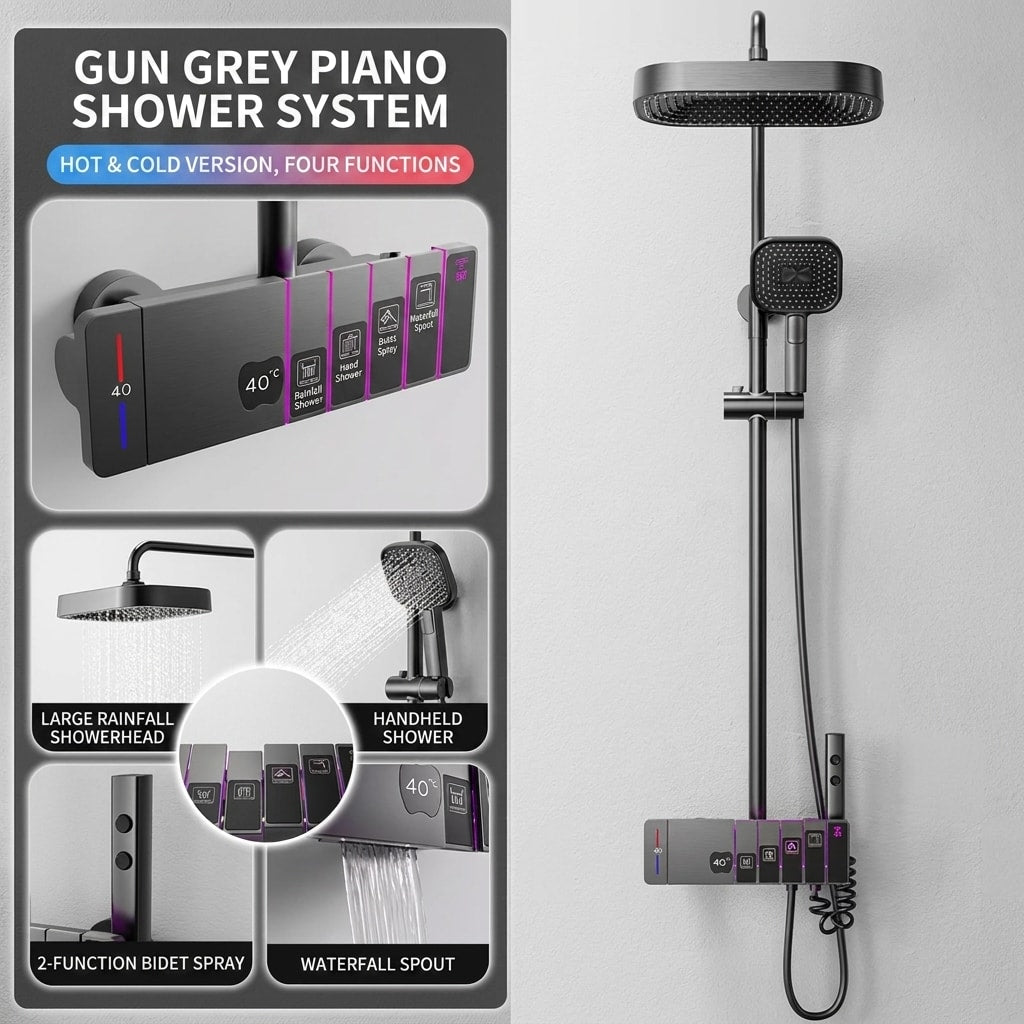 Piano Key Shower System with LED Mood Lighting