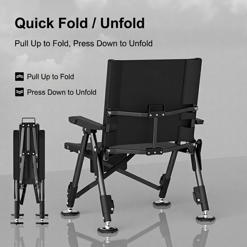 Low Back Adjustable Reclining Fishing Chair Foldable Outdoor Camping Chair for Bank Fishing, Lake Fishing & Wild Fishing
