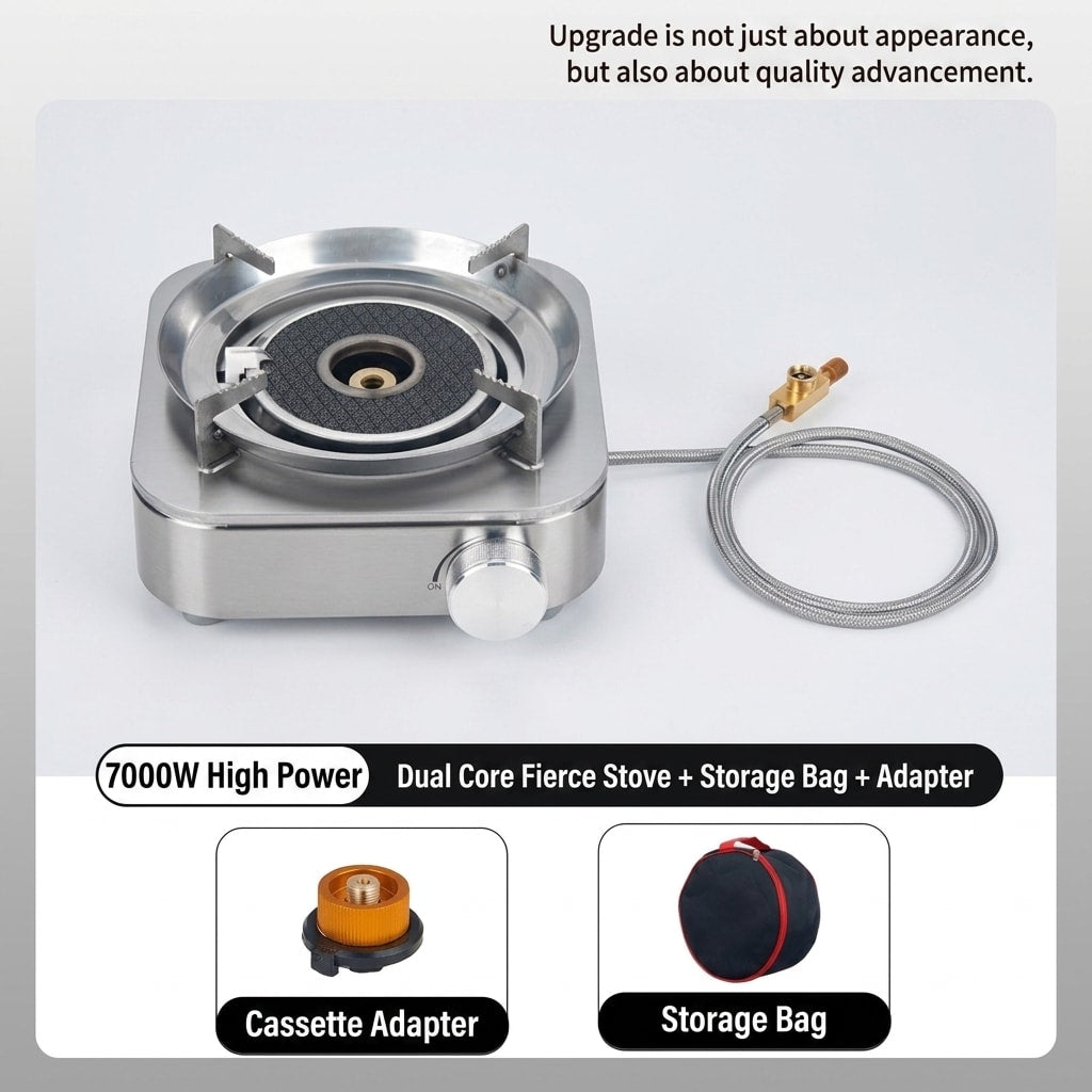 Portable Stainless Steel Split Gas Camping Stove High-Power Cassette Burner for Outdoor Cooking, Tea Brewing & Camping