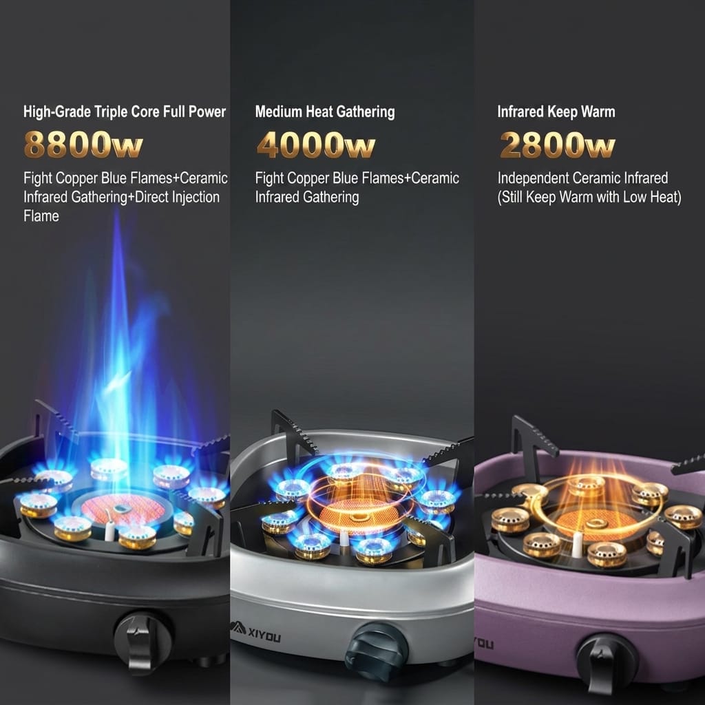 Portable Cassette Camping Stove Outdoor Tea Boiling Burner Split-Type Gas Stove Set for Camping and Picnic Cooking