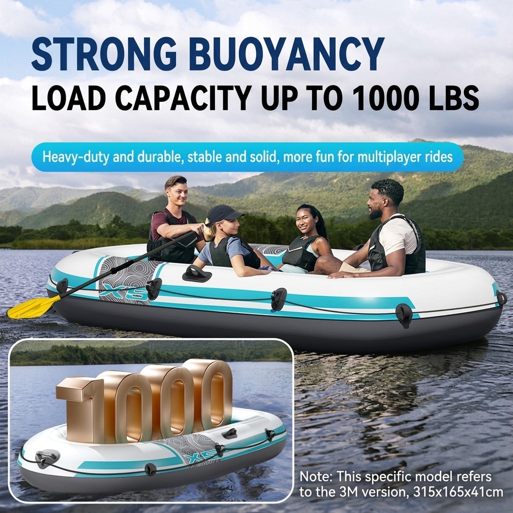 Heavy-Duty Inflatable Fishing Boat, 2 Person PVC Dinghy with Air Floor for Lake, River, Camping & Outdoor Adventures