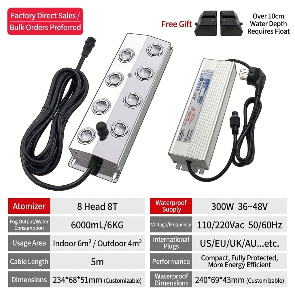 Ultrasonic Mist Maker Fogger for Garden Pond & Landscape, Waterproof Water Fog Machine for Outdoor Fountain, Rockery & Indoor Decoration