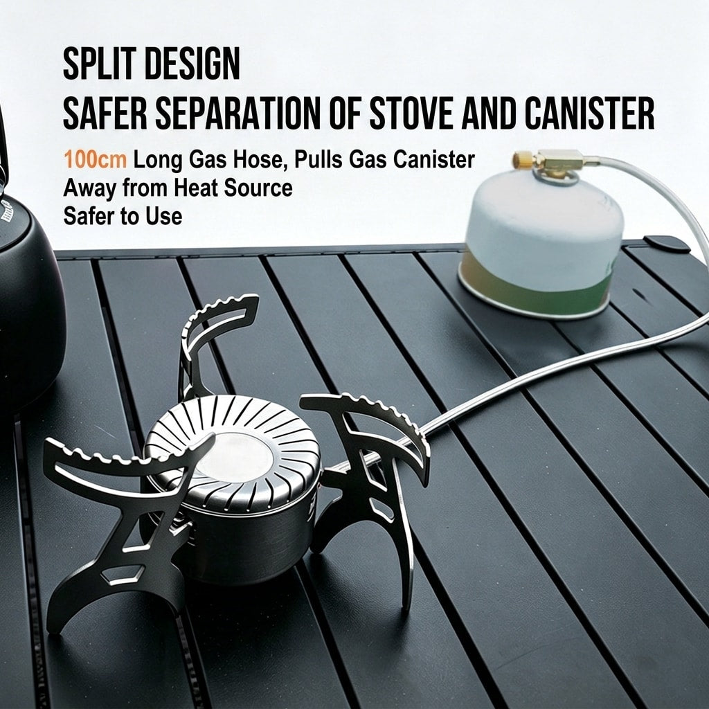 Portable UFO Camping Stove, Foldable Gas Burner with Rotating Flame, Compact Outdoor Cooking Stove for Camping & Hiking