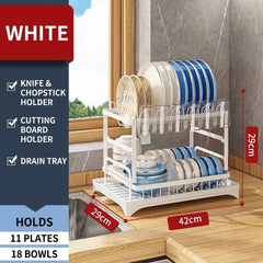 Multi-Function Dish Drying Rack, Kitchen Countertop Dish Organizer for Plates, Bowls, Cups & Utensils