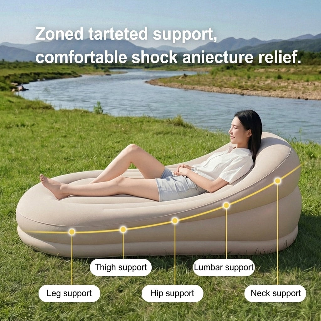 Inflatable Outdoor Camping Sofa Bed with Built-in Pump Automatic Air Lounger for Travel, Napping & Relaxation