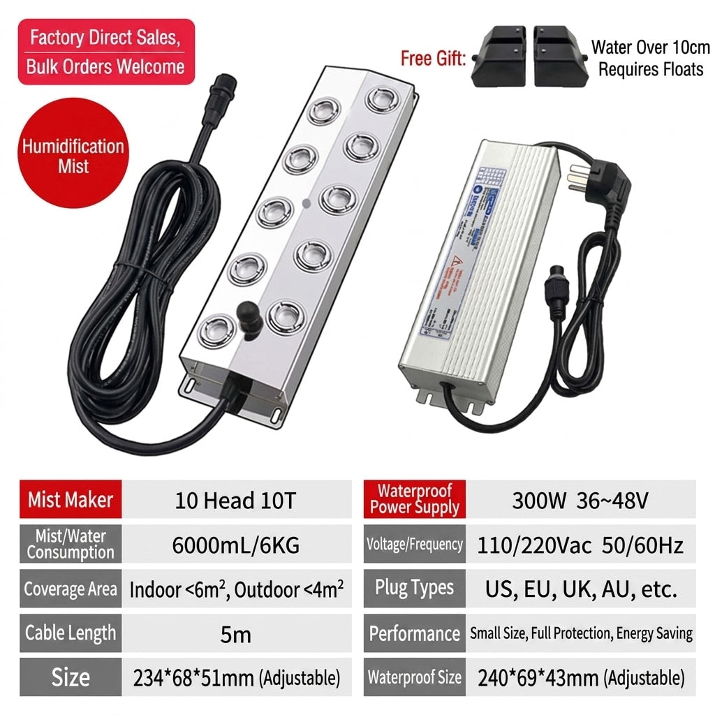 Ultrasonic Mist Maker Fogger for Garden Pond & Landscape, Waterproof Water Fog Machine for Outdoor Fountain, Rockery & Indoor Decoration