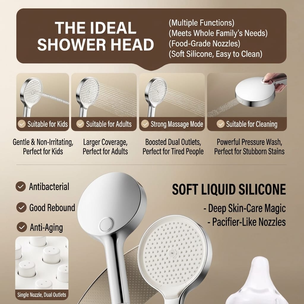 Modern Concealed Shower Set with Separate Design, Easy Installation & Flat Storage Shelf