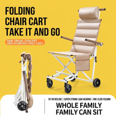 Folding Travel Chair with Wheels, Portable Multi-Function Mobility Chair for Outdoor Trips, Travel & Everyday Use
