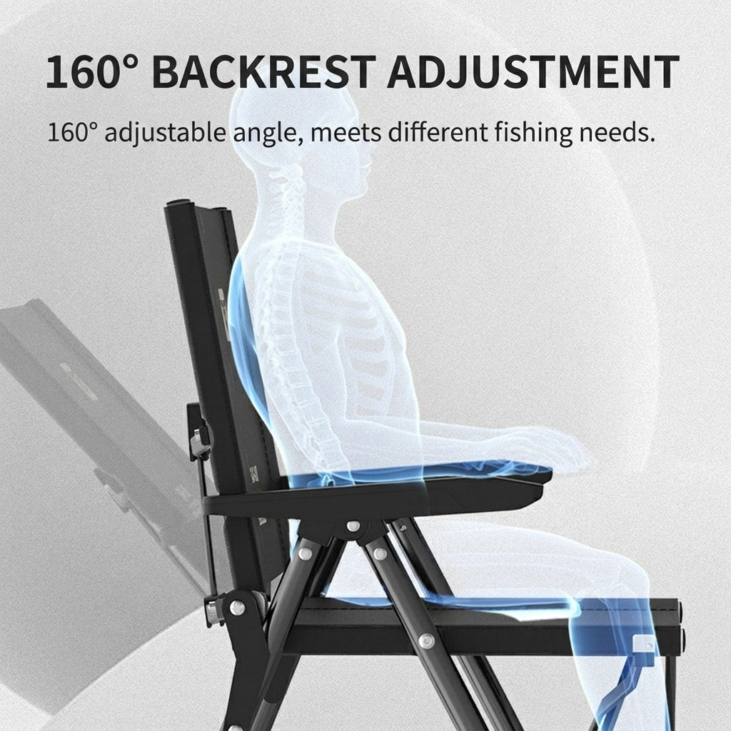 Low Back Adjustable Reclining Fishing Chair Foldable Outdoor Camping Chair for Bank Fishing, Lake Fishing & Wild Fishing