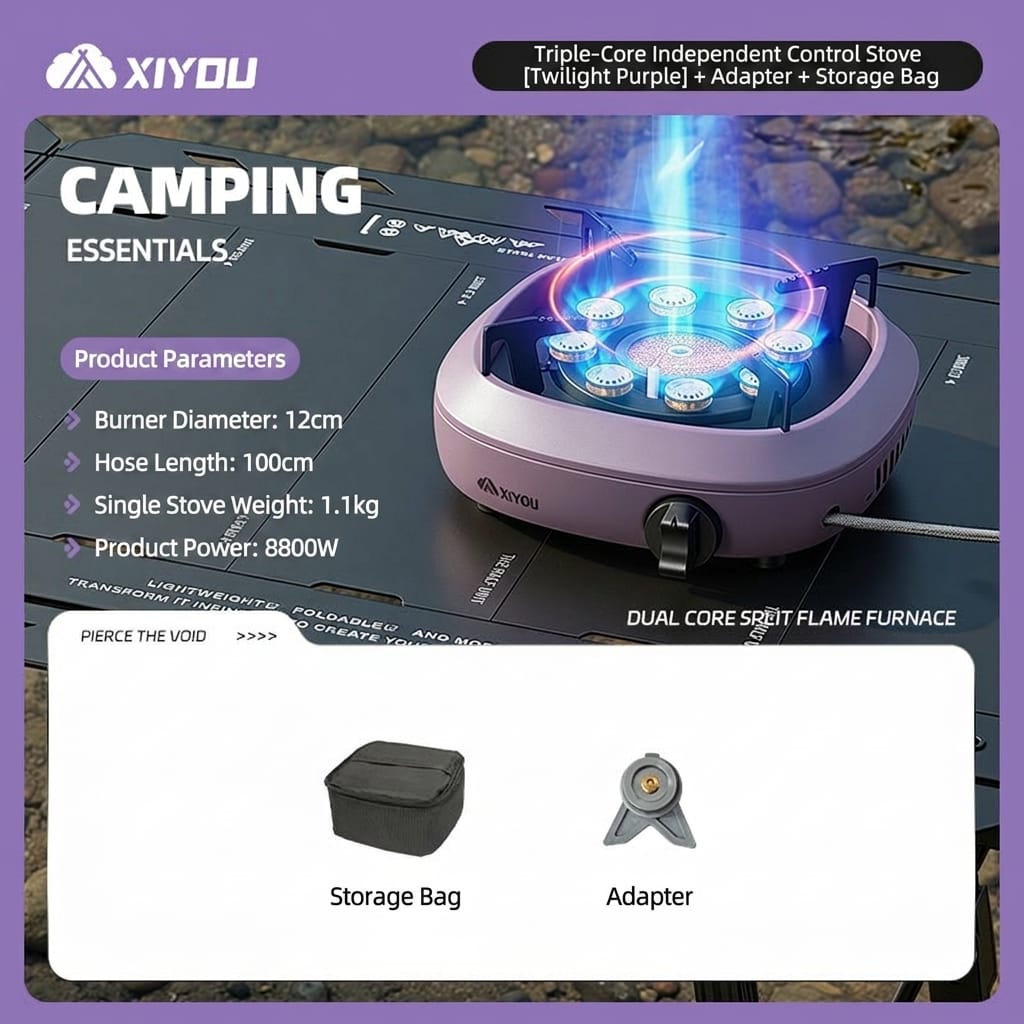 Portable Cassette Camping Stove Outdoor Tea Boiling Burner Split-Type Gas Stove Set for Camping and Picnic Cooking