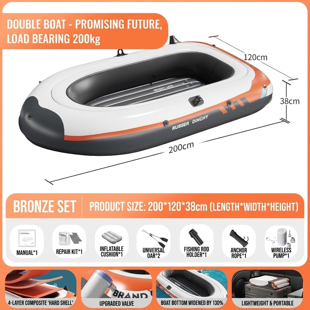 Heavy-Duty Inflatable Kayak & Fishing Boat, Multi-Person PVC Raft for Family Camping, River, Lake & Outdoor Adventures