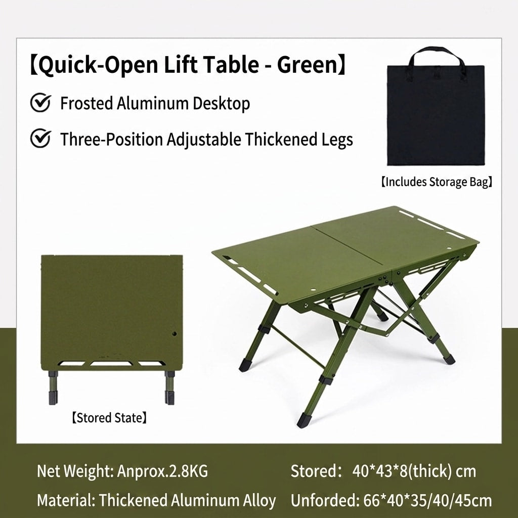 Portable Aluminum Alloy IGT Camping Table Height Adjustable Folding Outdoor Table with Quick Setup for Camping, Picnic & Overlanding
