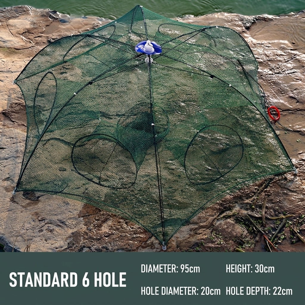 Collapsible Umbrella Fishing Net Trap, Portable Foldable Fish & Shrimp Catching Net for Lake, River, Pond & Outdoor Fishing