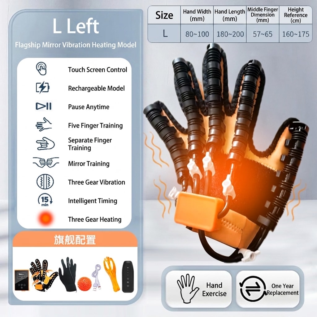 Heated Hand Rehabilitation Glove with Finger Trainer, Electric Hand Massager for Finger Stretching, Joint Flexibility & Hand Therapy