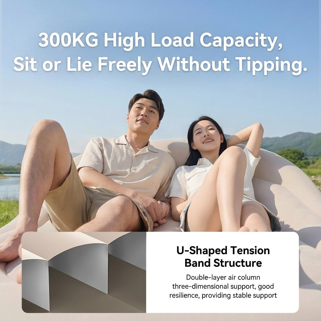 Inflatable Outdoor Camping Sofa Bed with Built-in Pump Automatic Air Lounger for Travel, Napping & Relaxation