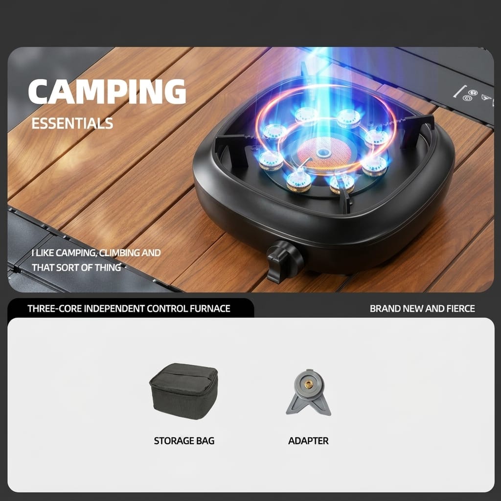 Portable Cassette Camping Stove Outdoor Tea Boiling Burner Split-Type Gas Stove Set for Camping and Picnic Cooking