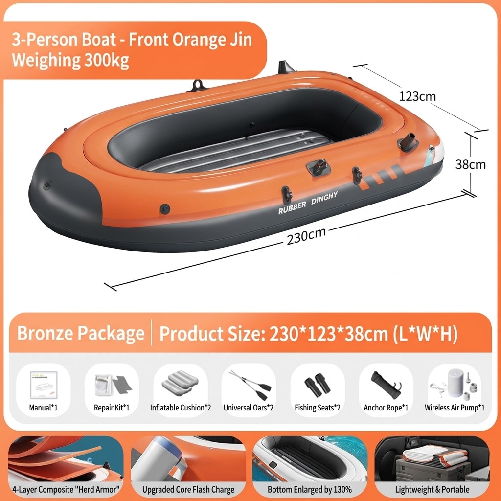 Heavy-Duty Inflatable Kayak & Fishing Boat, Multi-Person PVC Raft for Family Camping, River, Lake & Outdoor Adventures