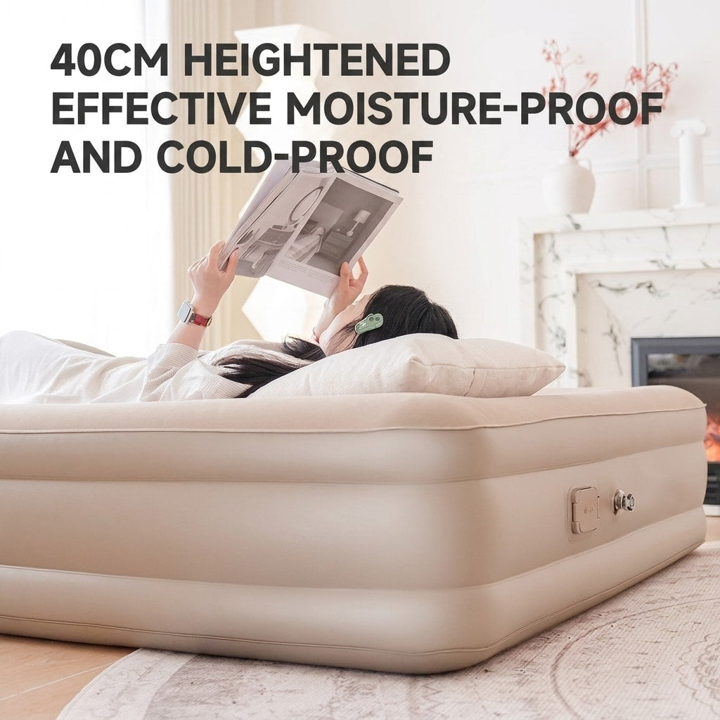 Electric Self-Inflating Folding Air Bed, Portable Single & Double Camping Mattress with Built-in Pump for Outdoor, Home & Travel