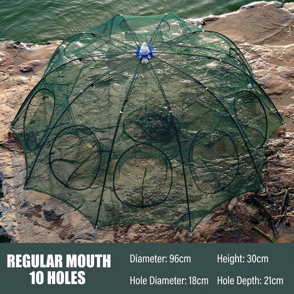 Collapsible Umbrella Fishing Net Trap, Portable Foldable Fish & Shrimp Catching Net for Lake, River, Pond & Outdoor Fishing