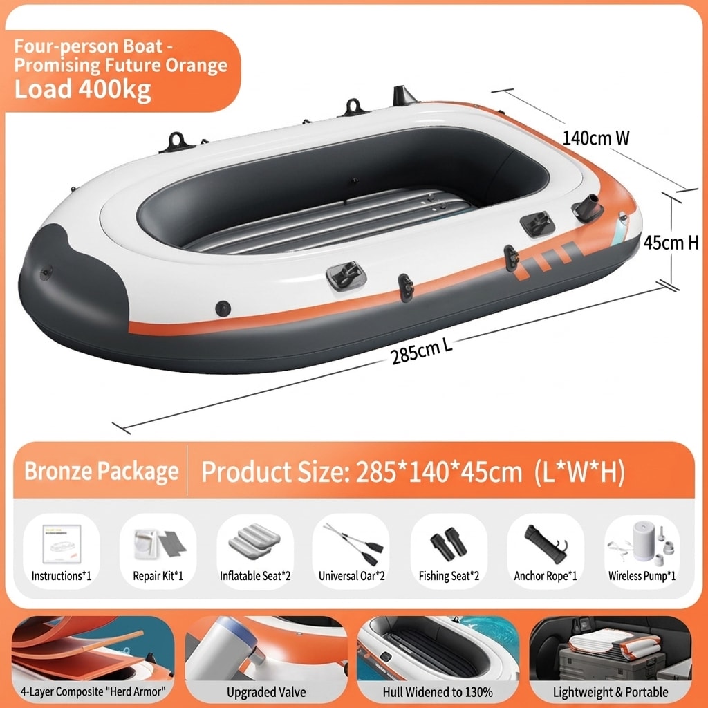 Heavy-Duty Inflatable Kayak & Fishing Boat, Multi-Person PVC Raft for Family Camping, River, Lake & Outdoor Adventures