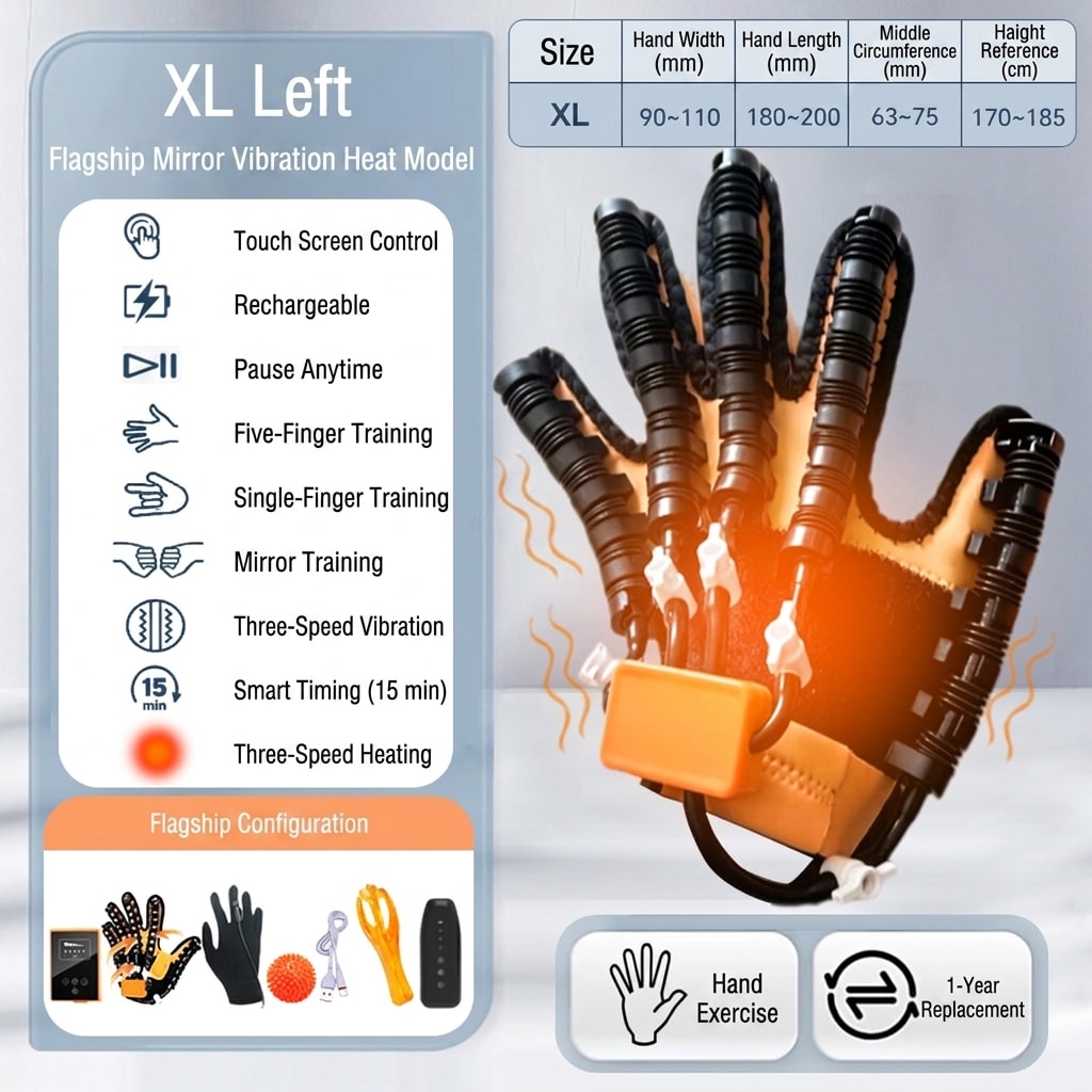Heated Hand Rehabilitation Glove with Finger Trainer, Electric Hand Massager for Finger Stretching, Joint Flexibility & Hand Therapy