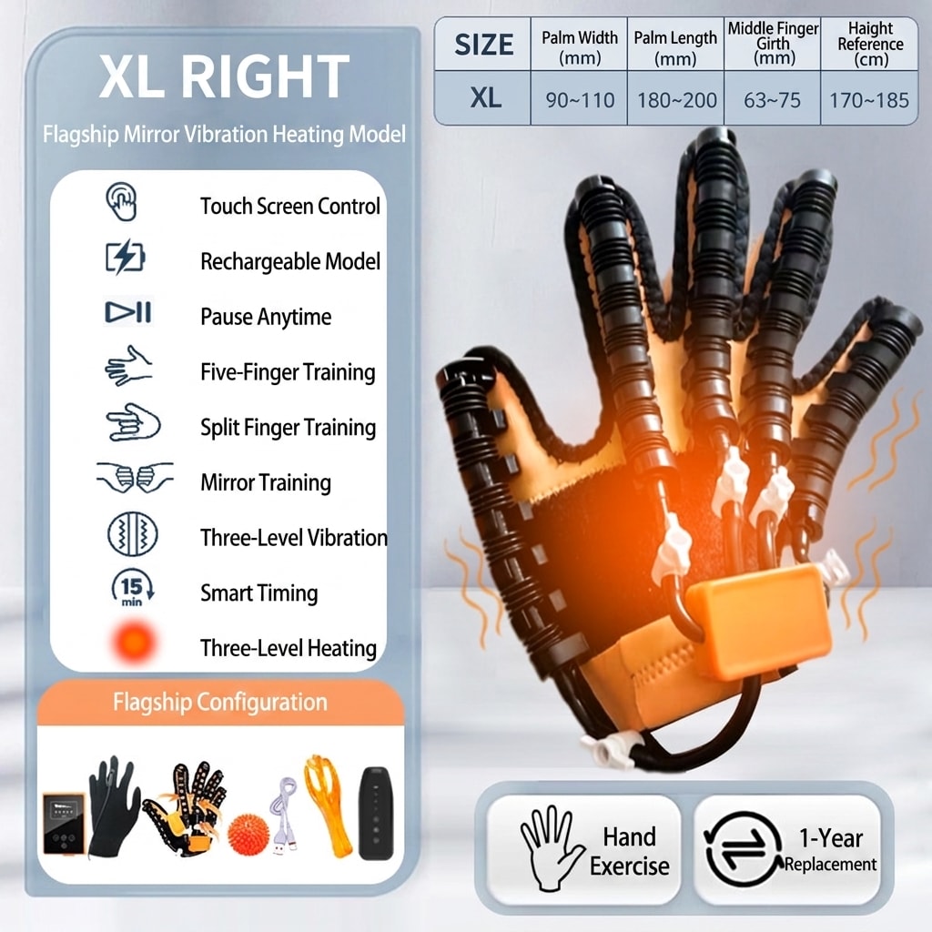 Heated Hand Rehabilitation Glove with Finger Trainer, Electric Hand Massager for Finger Stretching, Joint Flexibility & Hand Therapy