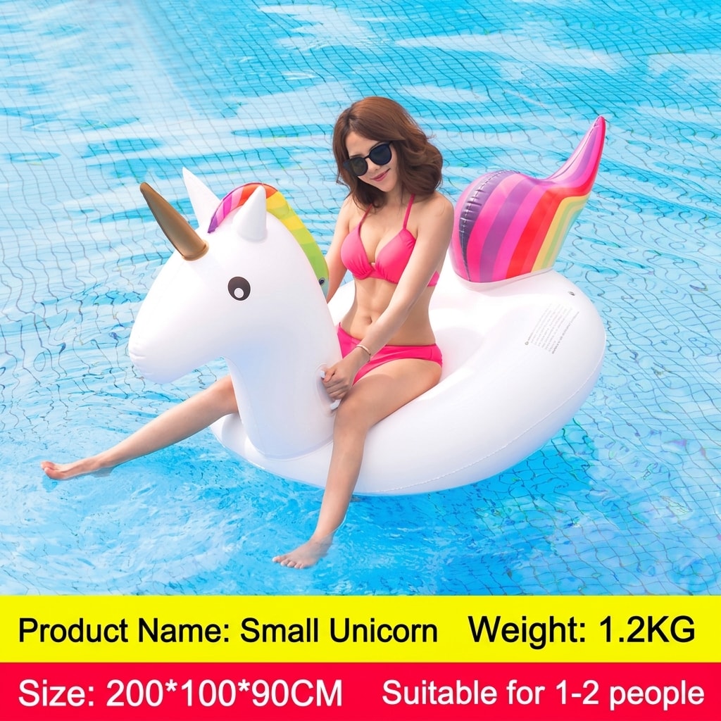 Inflatable Rainbow Unicorn Pool Float Ride-On, Giant Floating Raft for Adults & Kids, Summer Pool & Beach Party Float
