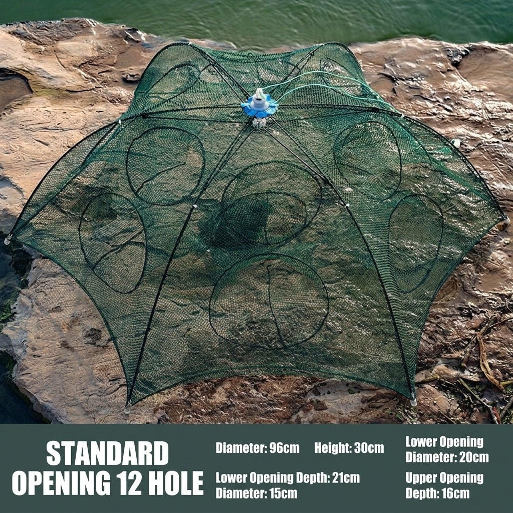 Collapsible Umbrella Fishing Net Trap, Portable Foldable Fish & Shrimp Catching Net for Lake, River, Pond & Outdoor Fishing