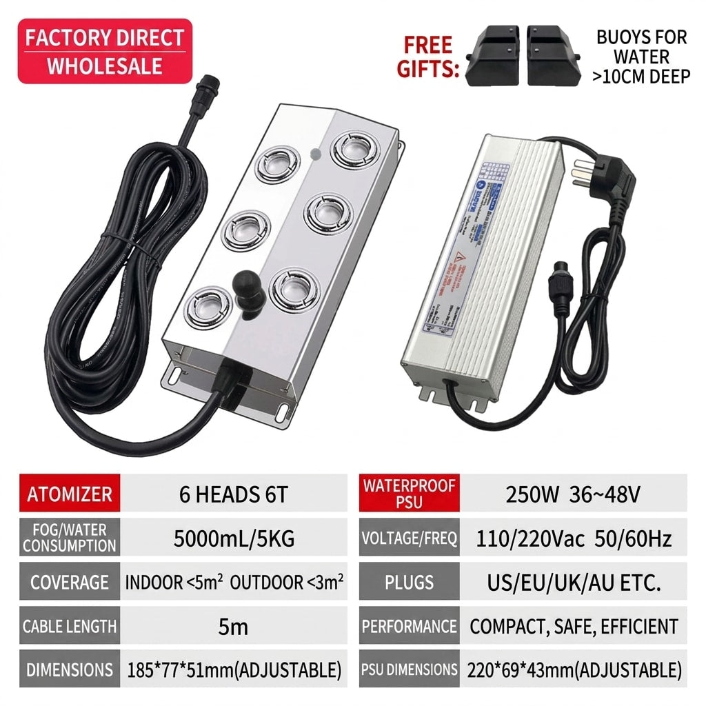 Ultrasonic Mist Maker Fogger for Garden Pond & Landscape, Waterproof Water Fog Machine for Outdoor Fountain, Rockery & Indoor Decoration