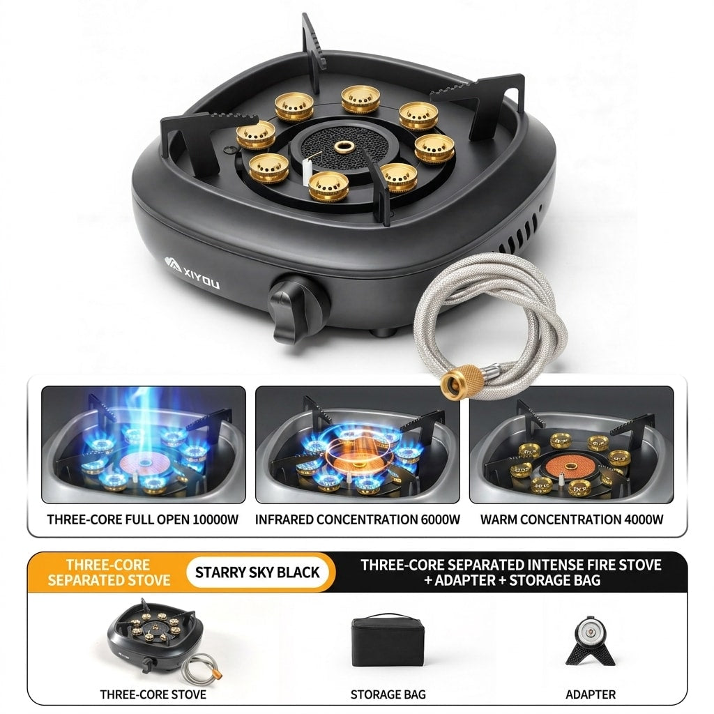 Portable Cassette Camping Stove Outdoor Tea Boiling Burner Split-Type Gas Stove Set for Camping and Picnic Cooking