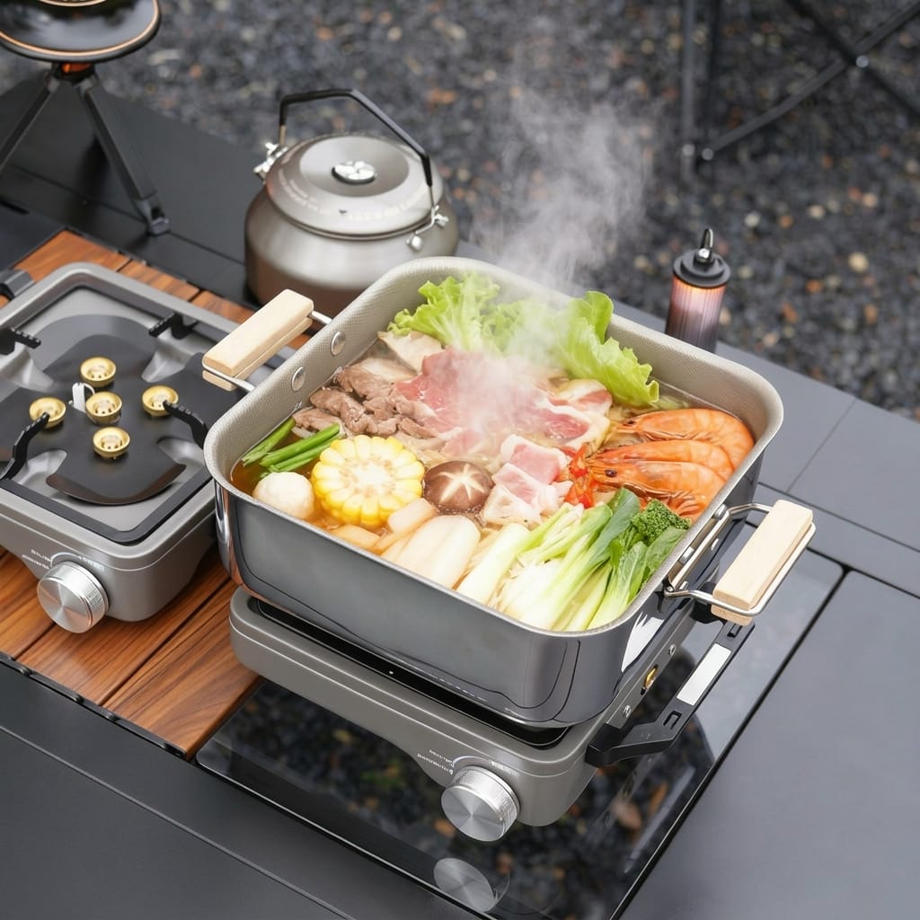 Portable Foldable Double Burner Camping Stove with Carrying Case, High Power Butane Gas Camping Cooker for Outdoor Cooking, Picnic and Backpacking