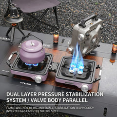 Portable Foldable Double Burner Camping Stove with Carrying Case, High Power Butane Gas Camping Cooker for Outdoor Cooking, Picnic and Backpacking