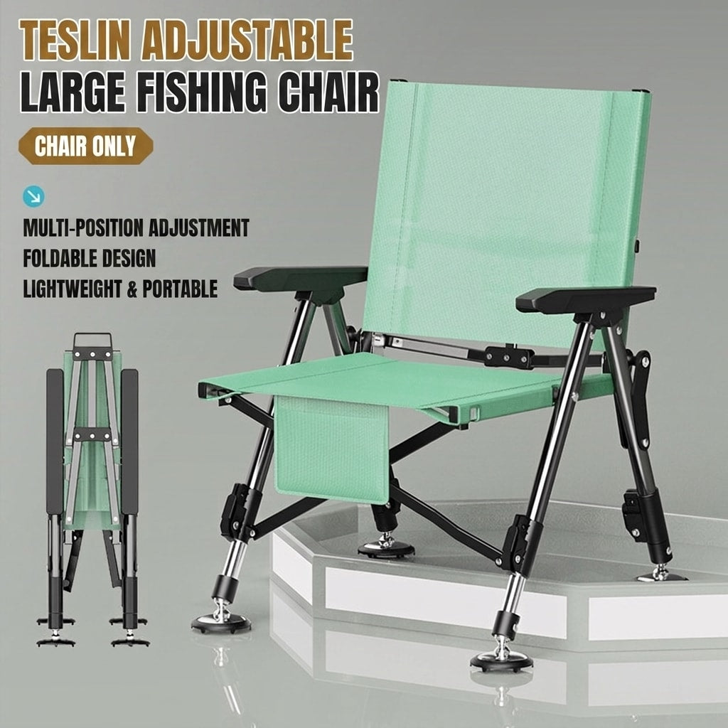 Low Back Adjustable Reclining Fishing Chair Foldable Outdoor Camping Chair for Bank Fishing, Lake Fishing & Wild Fishing