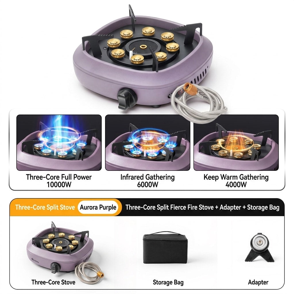 Portable Cassette Camping Stove Outdoor Tea Boiling Burner Split-Type Gas Stove Set for Camping and Picnic Cooking