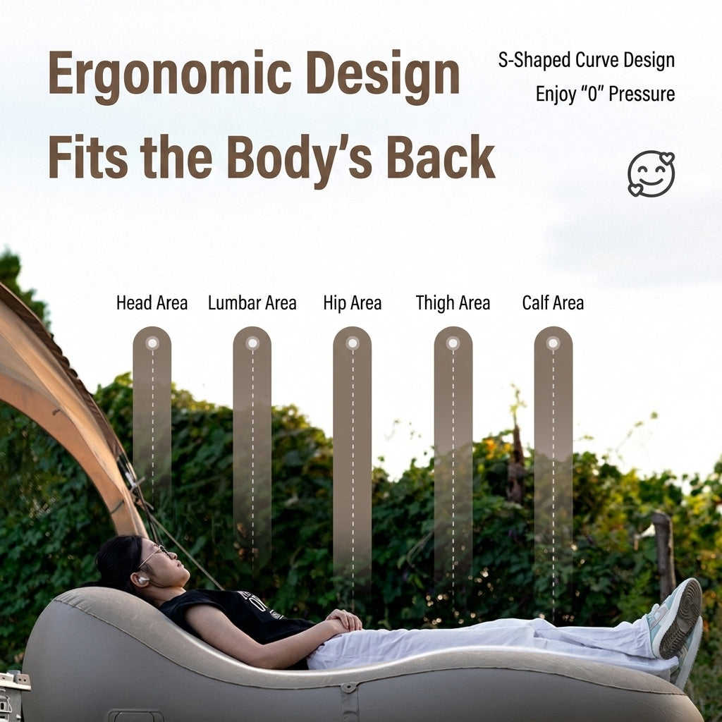 Electric Outdoor Inflatable Sofa Bed Automatic Air Lounger for Camping, Music Festivals, Napping & Travel