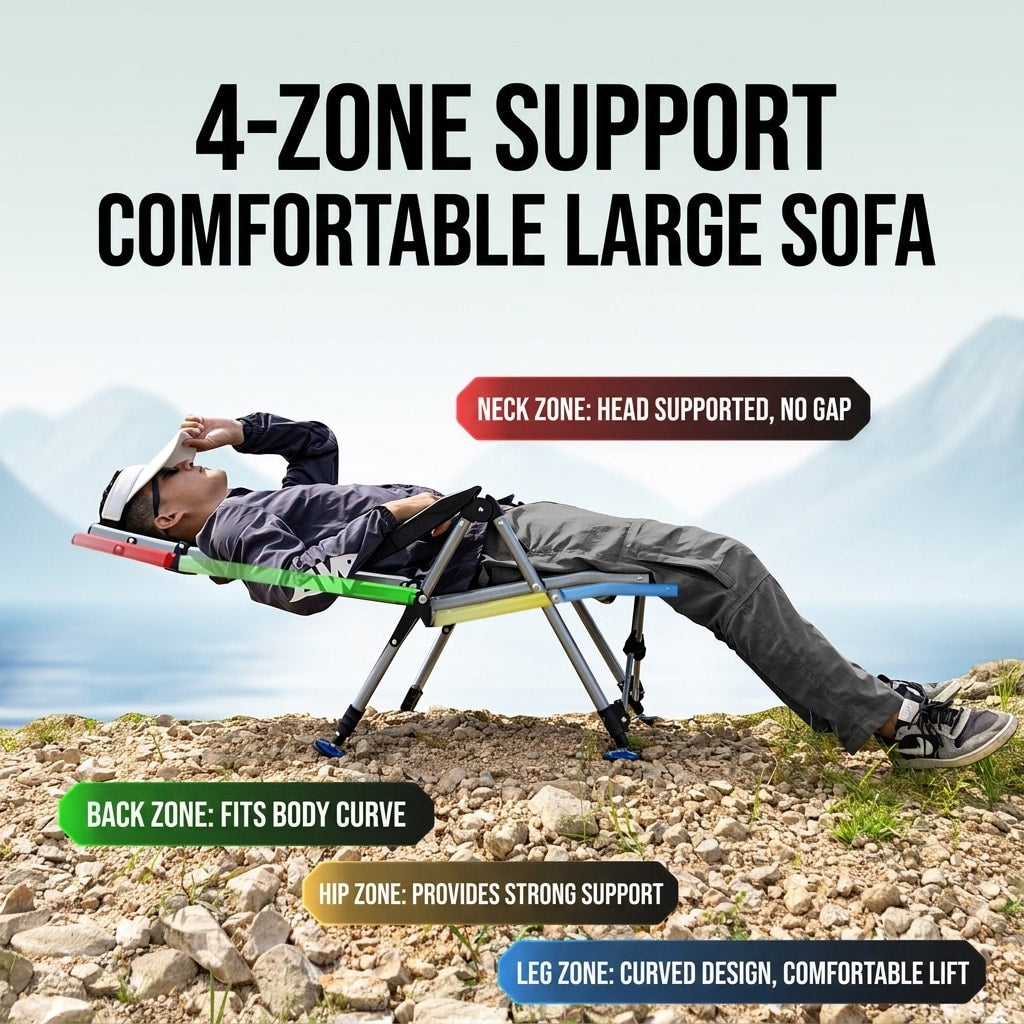 Fishing chair reclined flat for outdoor rest