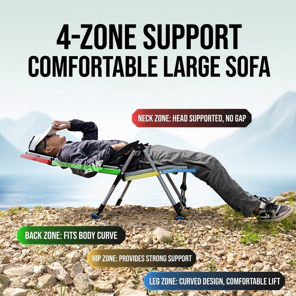 Fishing chair reclined flat for outdoor rest