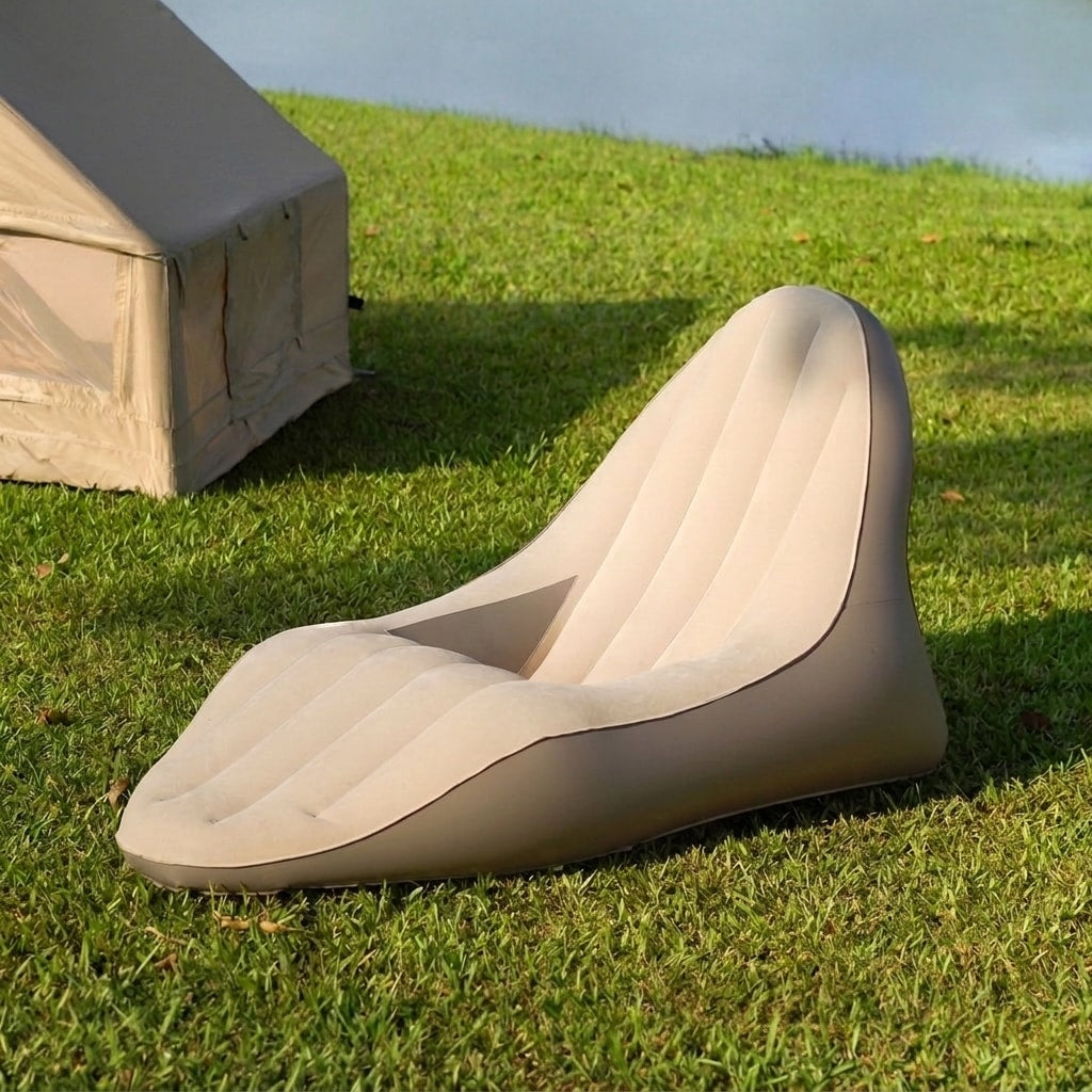 Single Inflatable Air Lounger Chair with Automatic Pump for Outdoor Camping, Music Festivals & Travel Relaxation