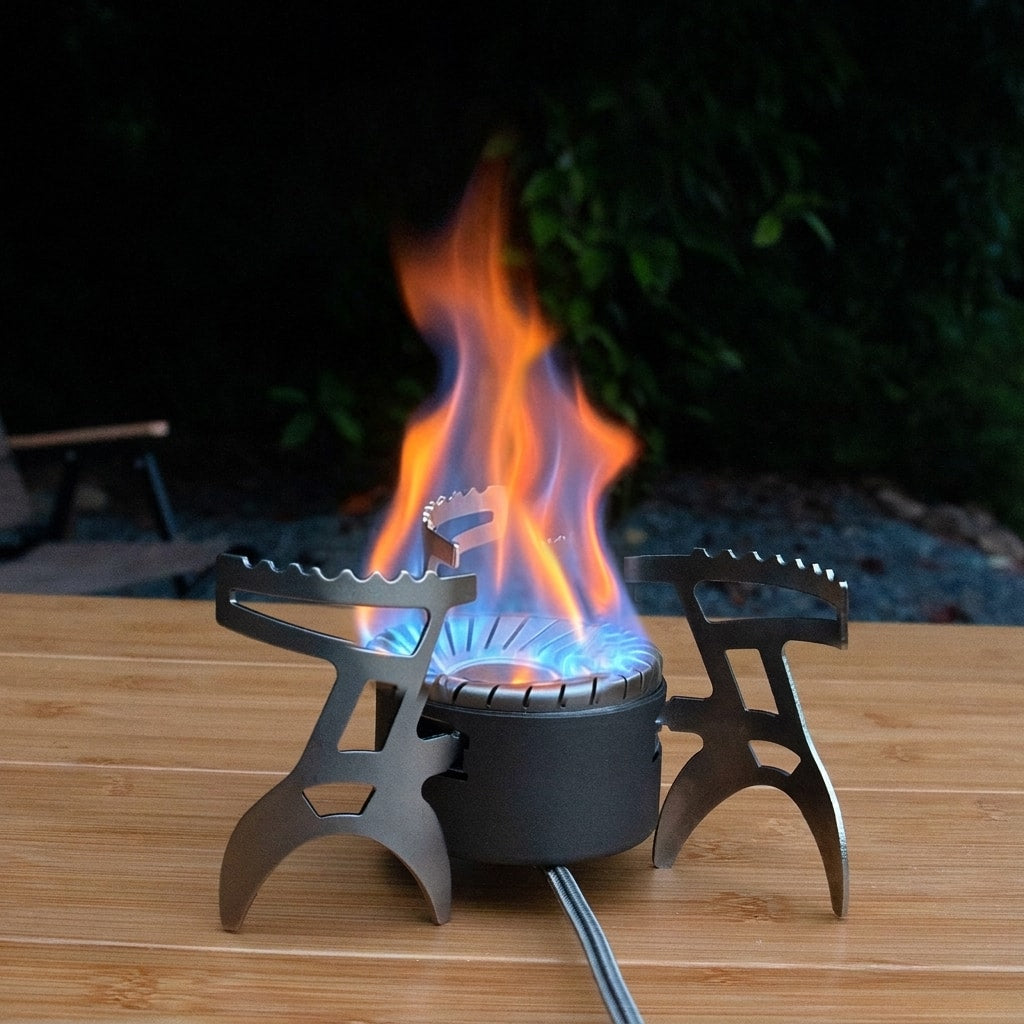 Portable UFO Camping Stove, Foldable Gas Burner with Rotating Flame, Compact Outdoor Cooking Stove for Camping & Hiking
