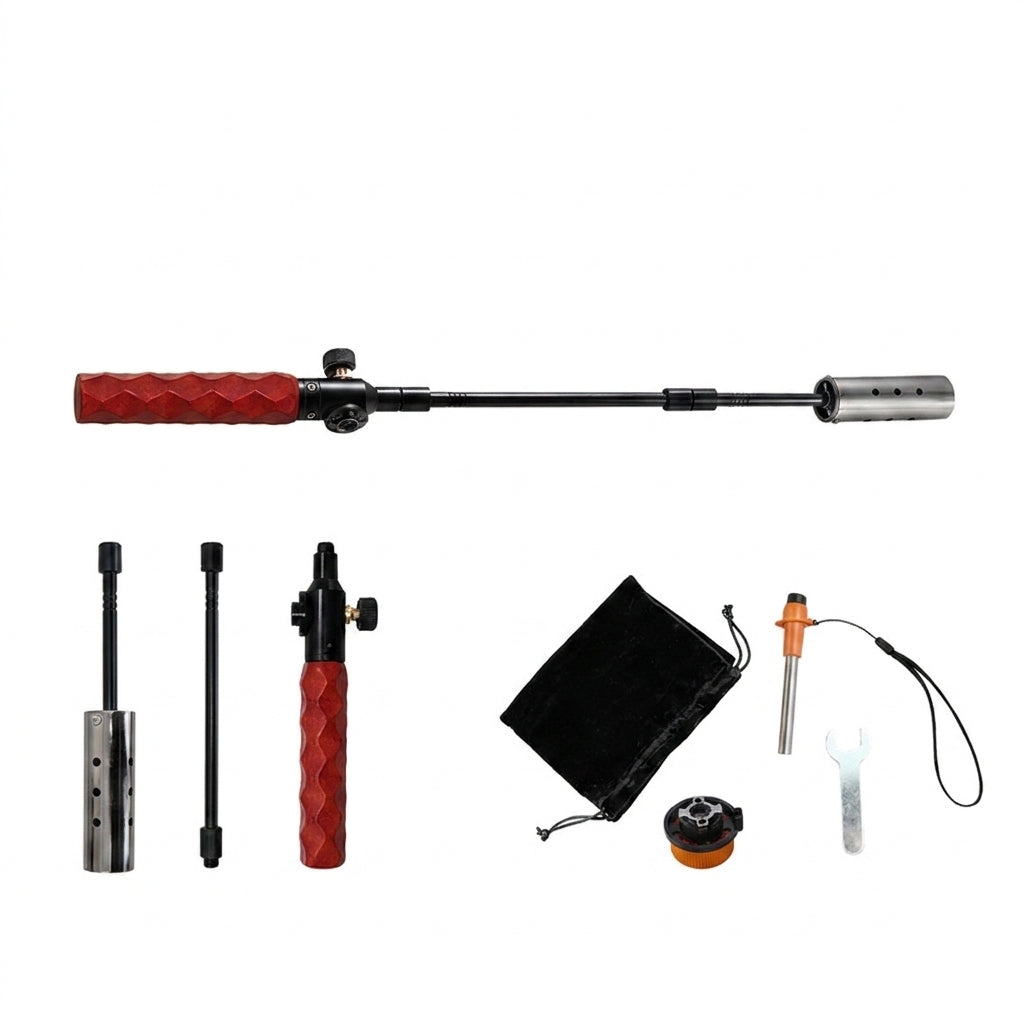Camping Long Flame Igniter – Portable Wooden Handle Gas Burner for BBQ & Outdoor Cooking
