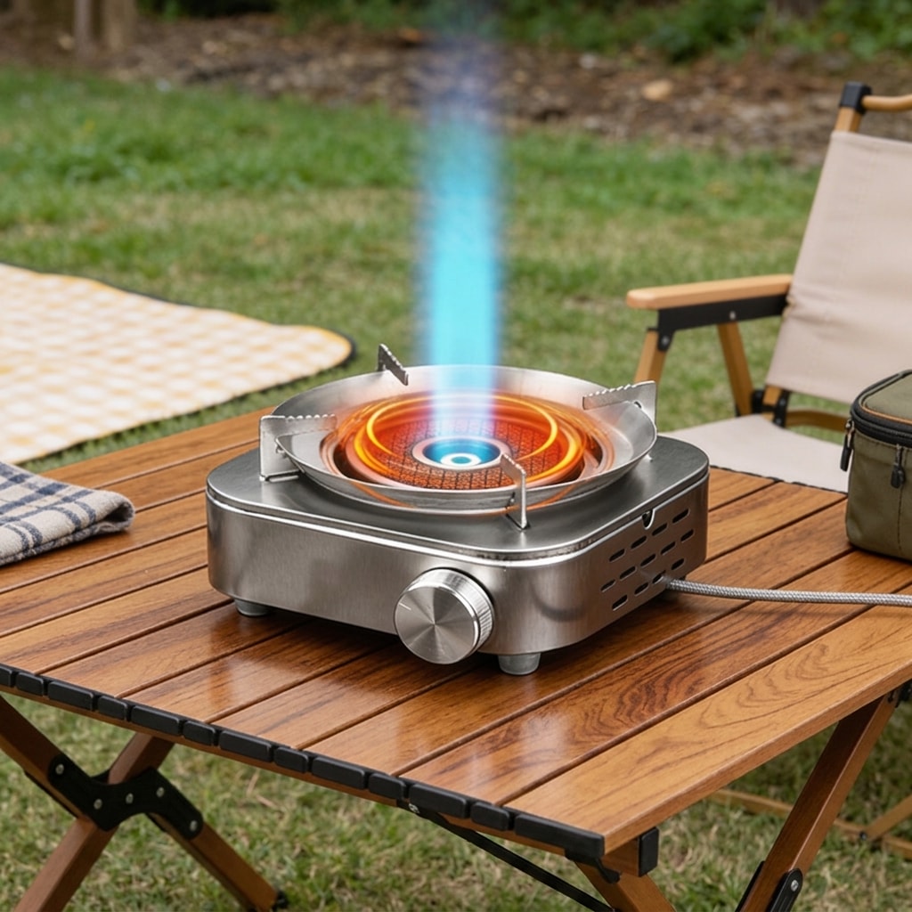 Portable Stainless Steel Split Gas Camping Stove High-Power Cassette Burner for Outdoor Cooking, Tea Brewing & Camping