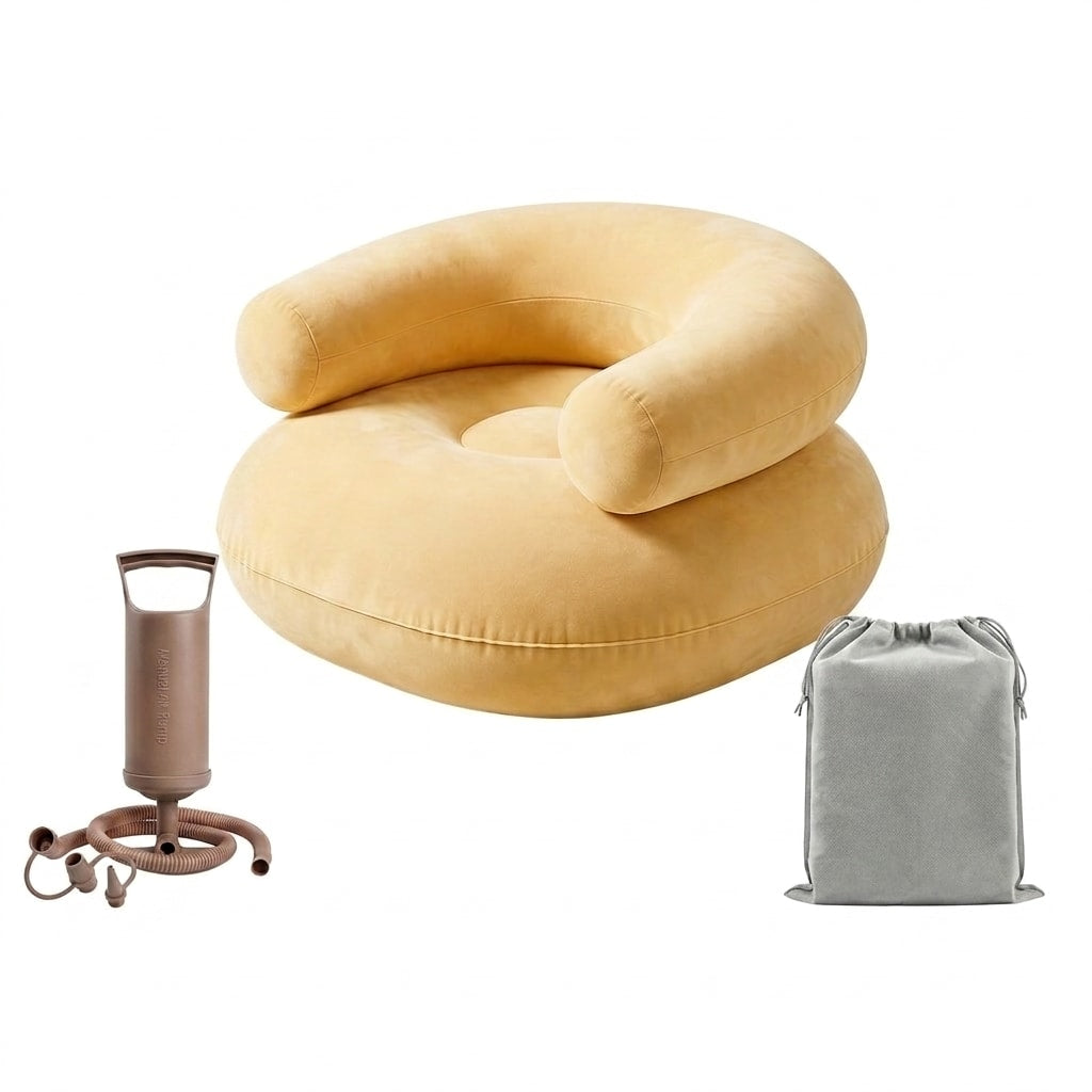 Festival Inflatable Air Lounger with Built-in Air Pump, Portable Single Camping Sofa for Outdoor, Beach & Music Festivals