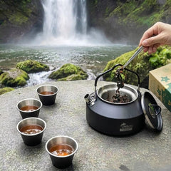 Portable 304 Stainless Steel Tea Set with Teapot for Travel, Camping, Outdoor Brewing & Tea Drinking