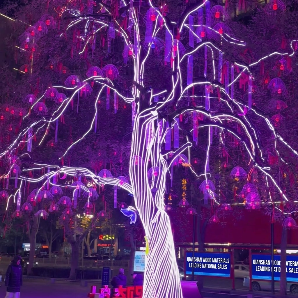Outdoor RGB LED tree lighting strip installation 1