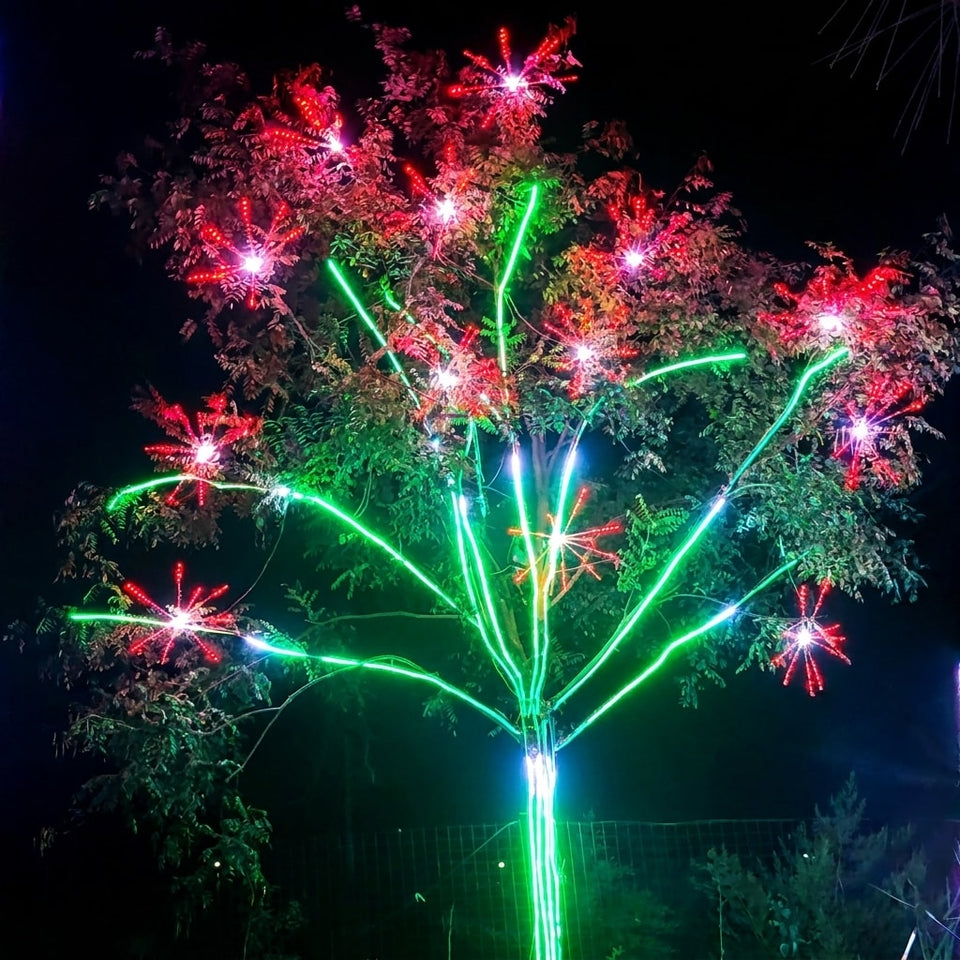 Outdoor RGB LED tree lighting strip installation 2