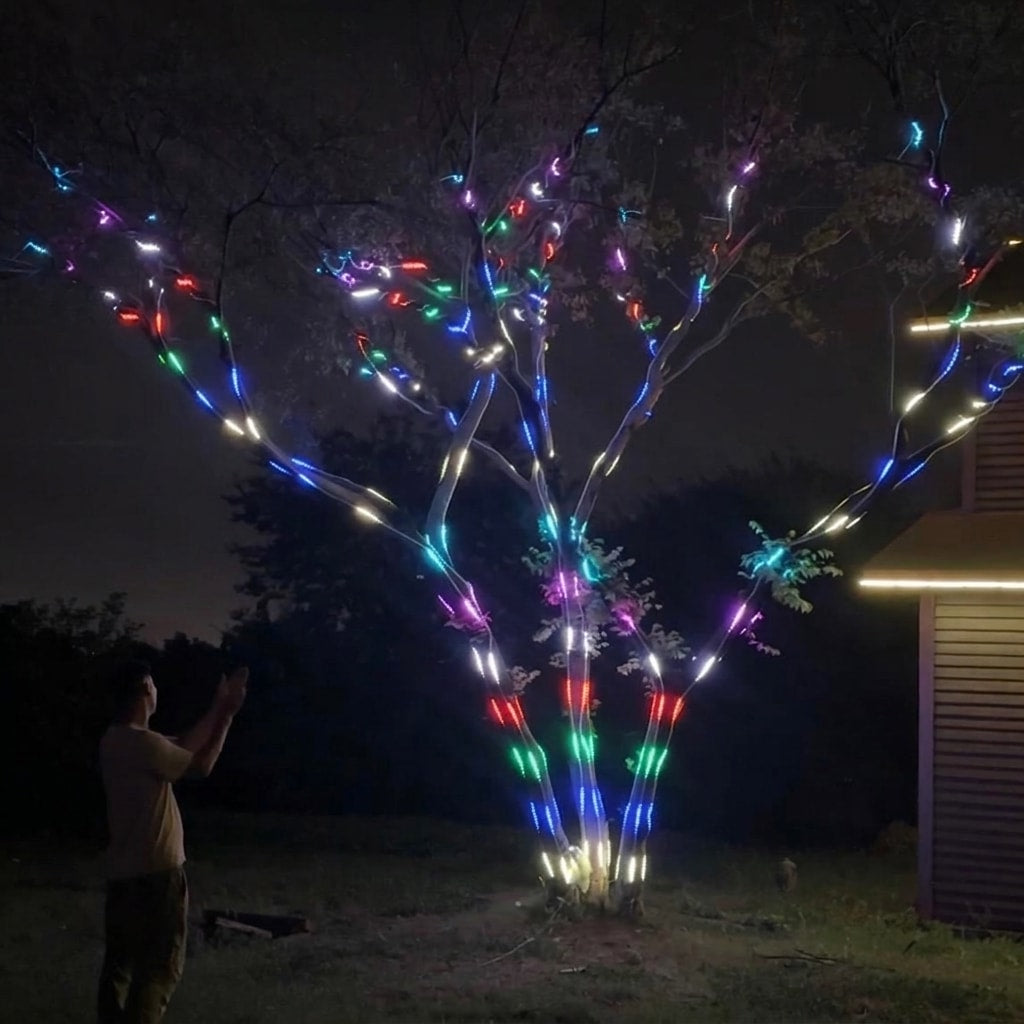 Outdoor RGB LED tree lighting strip installation 5