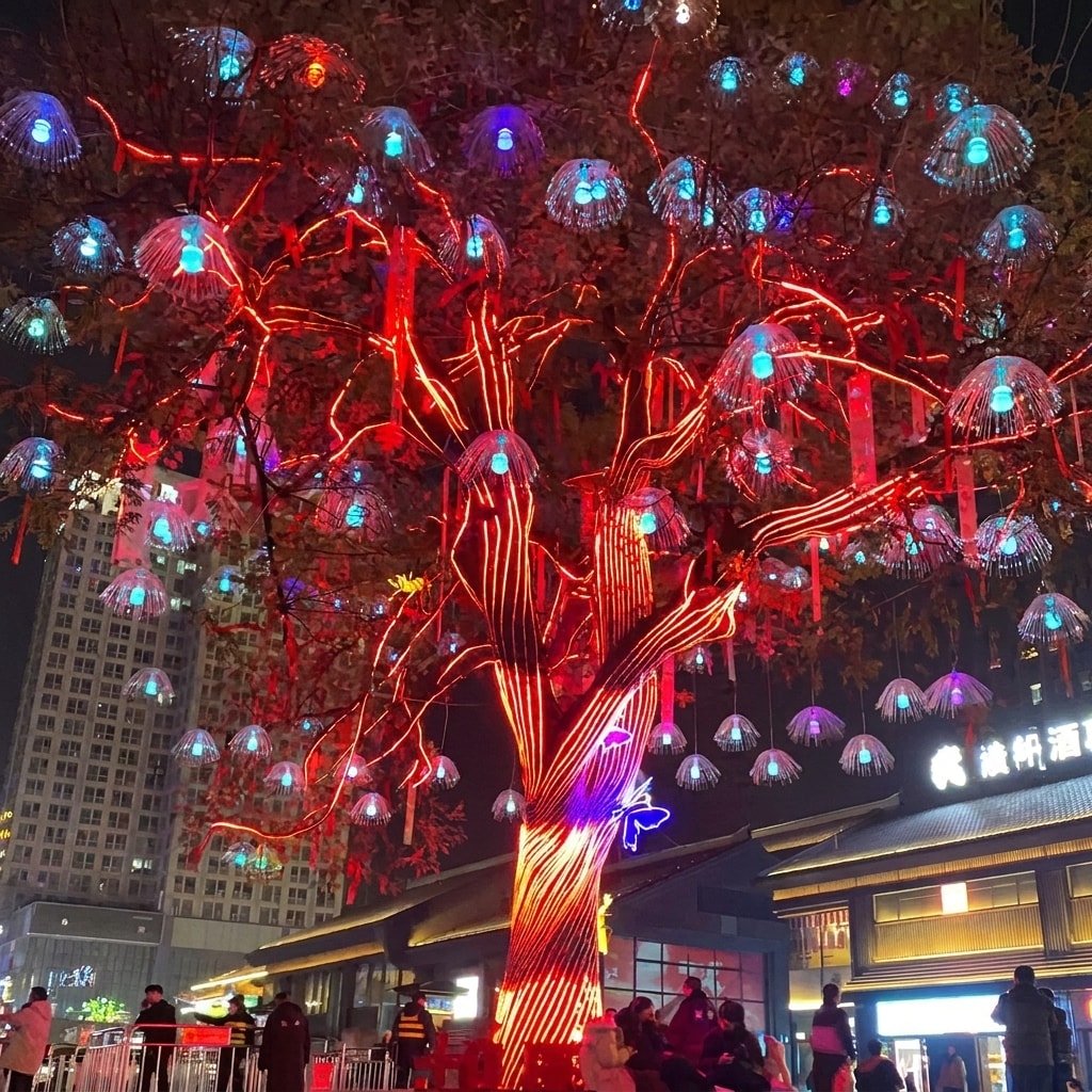 Outdoor RGB LED tree lighting strip installation 11