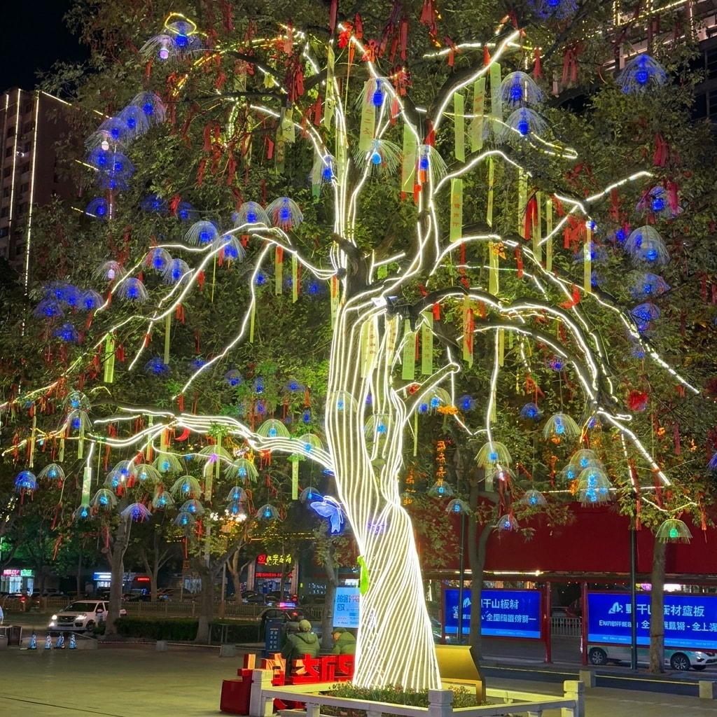 Outdoor RGB LED tree lighting strip installation 12