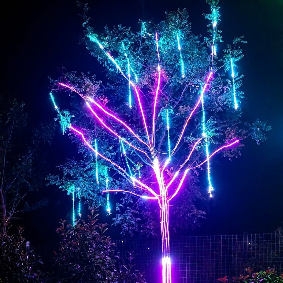 Outdoor RGB LED tree lighting strip installation 13